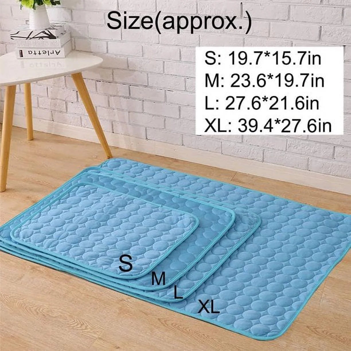 Dog Cooling Mat, Pet Dog Self Cooling Pad, Ice Silk Washable Summer Cool Mat for Cats, Kennels, Crates and Beds(S)