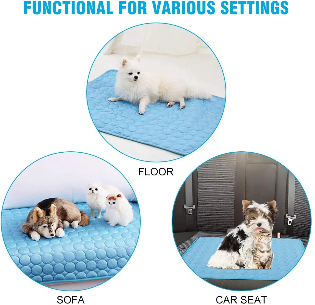 Dog Cooling Mat, Pet Dog Self Cooling Pad, Ice Silk Washable Summer Cool Mat for Cats, Kennels, Crates and Beds(S)